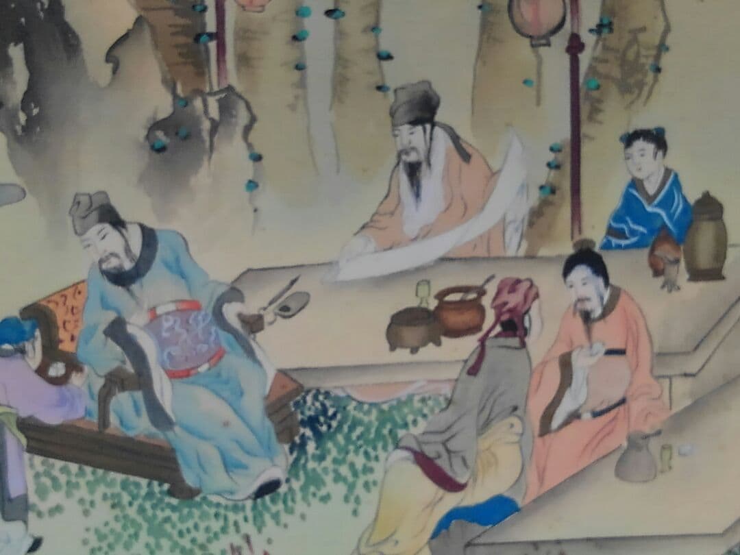 ♥中国製　掛軸　【春夜桃季園】　掛け軸