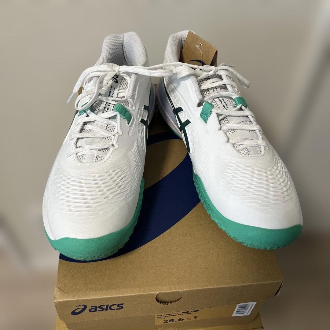 ASICS テニスシューズ 28.5cm ホワイト/グリーン