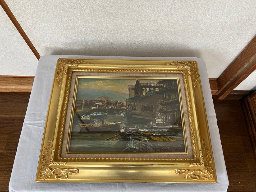 高橋益之 【小樽運河】油絵　F4号　油彩画　額縁