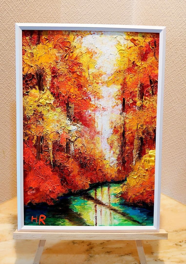 油絵 絵画【紅葉の湖】