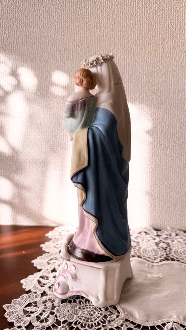 アンティーク フランス レトゥ モージェ ビスク磁器聖母像