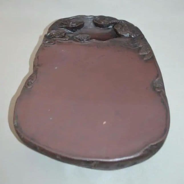 清朝期　旧宋坑『端渓三脚蟾蜍紋硯』 大型4.6㎏　馬肝色　四大名坑　端石　端硯