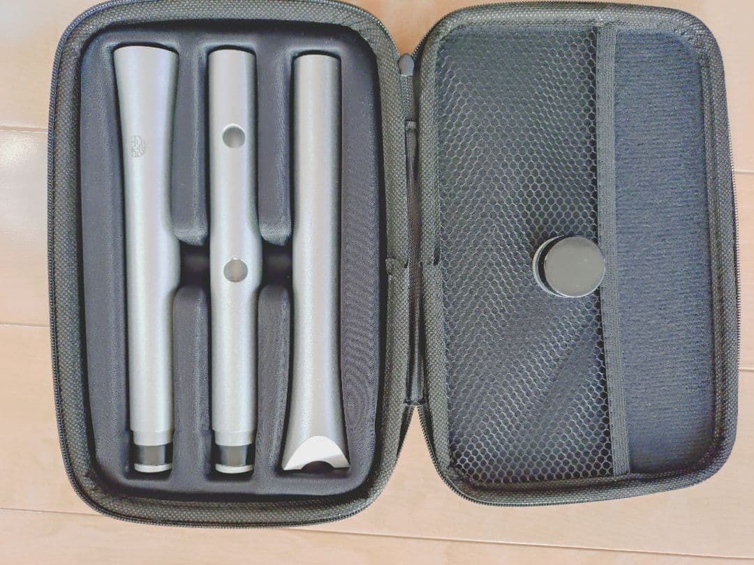 メタル尺八　一尺八寸　清月 五孔　シルバー 　ケース、グリス付き