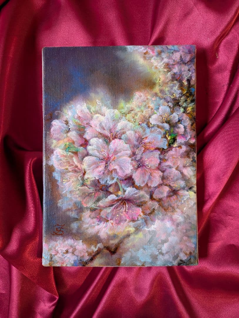 「光を纏う河津桜」SMキャンバス　風景画　画家painterTMK本人出品