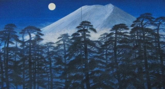 福王寺法林、【寒月富士】、希少な額装用画集より、新品額装付、状態良好