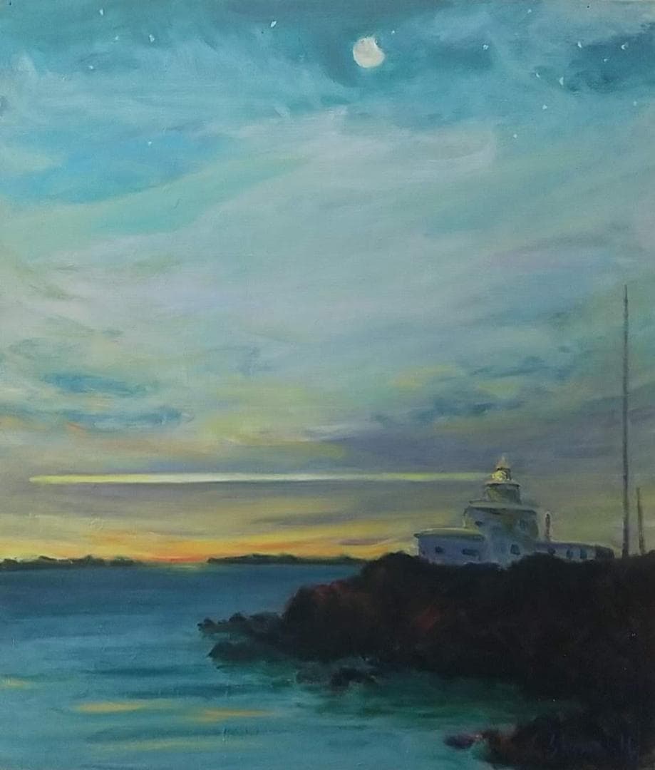 F10「納沙布岬灯台」油彩画 油絵 絵画 アート