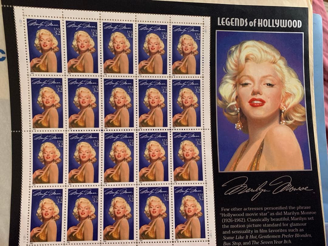 マリリンモンロー　切手シート　レア