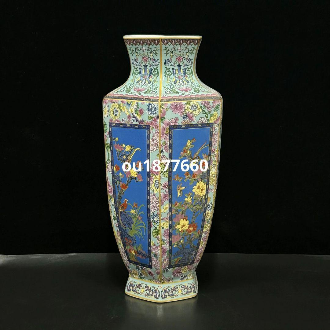 梅蘭竹菊六方瓶 景徳鎮 陶磁器 装飾品 現代工芸品 美術品 置物