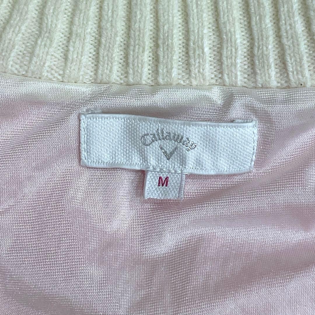 美品　キャロウェイ　ブルゾン　ジャケット　ウール　ニット ホワイト　ピンク M