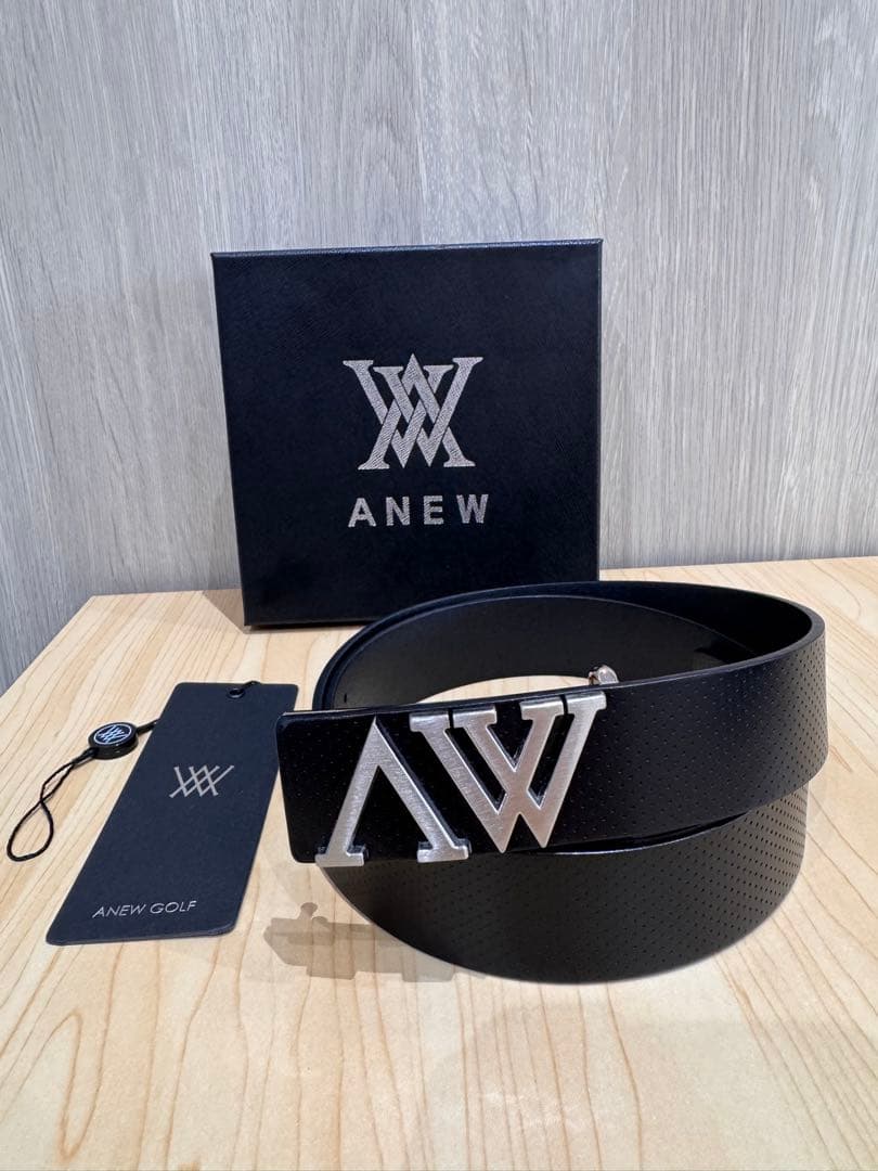 美USED ANEW GOLF メンズ パンチングレザーベルト アニューゴルフ