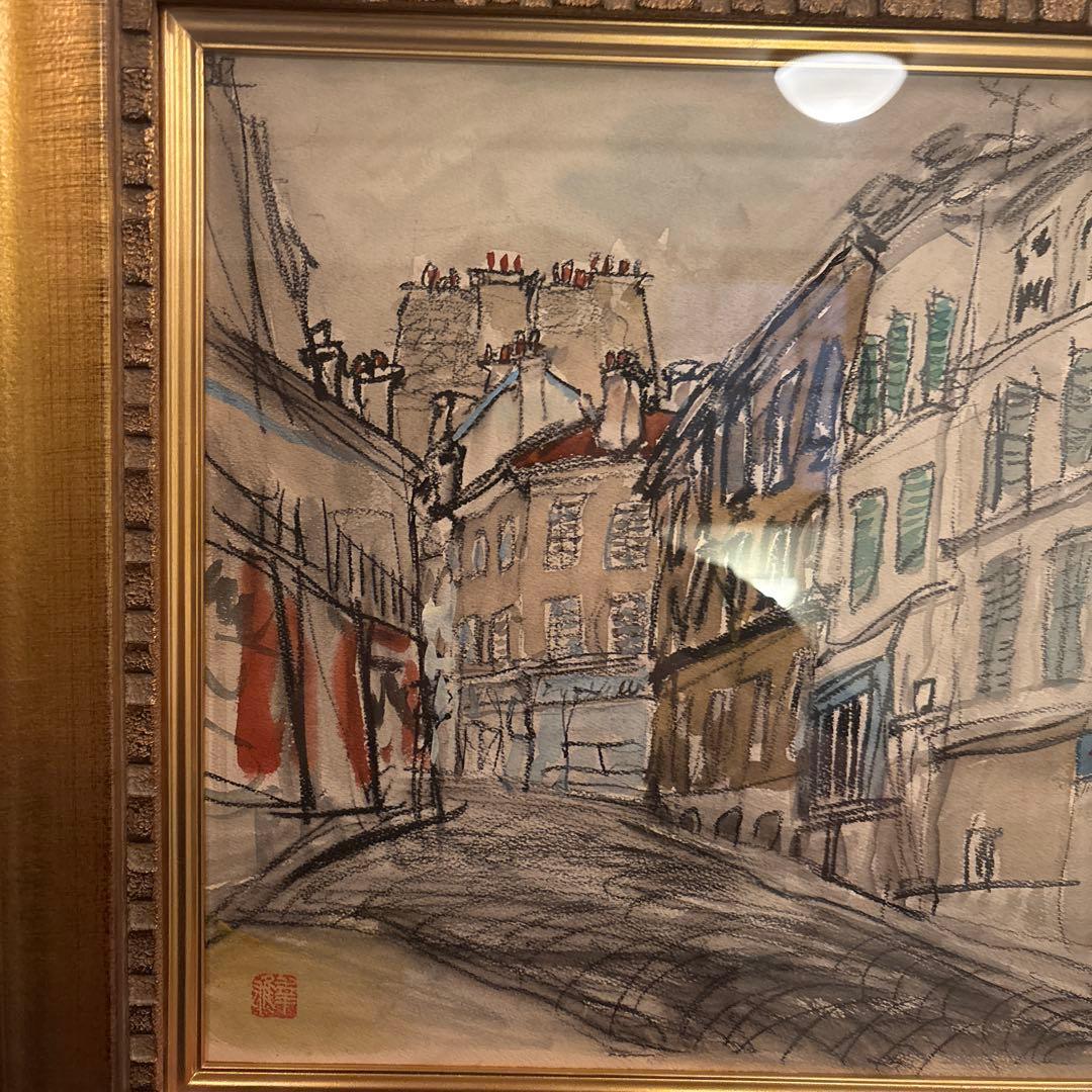 児玉幸雄　スケッチ　水彩画　パリの街並み