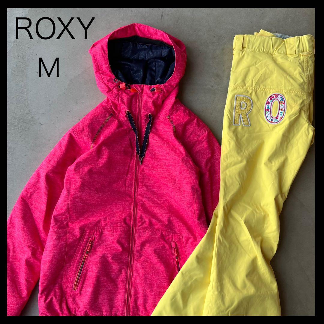 【ROXY】ロキシー　M　スノボ　スキー　ウェア　上下　セット　ピンク　イエロー