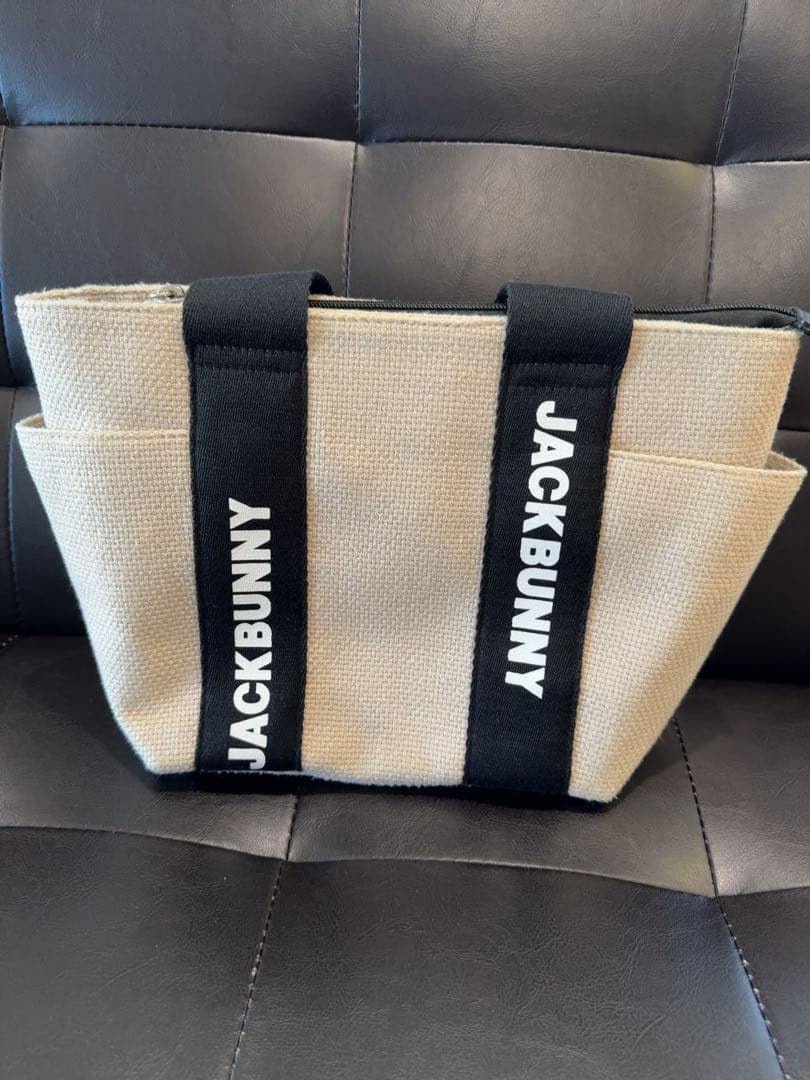 【未使用】JACKBUNNY ラウンドバッグ リネン　ベージュ・ブラック