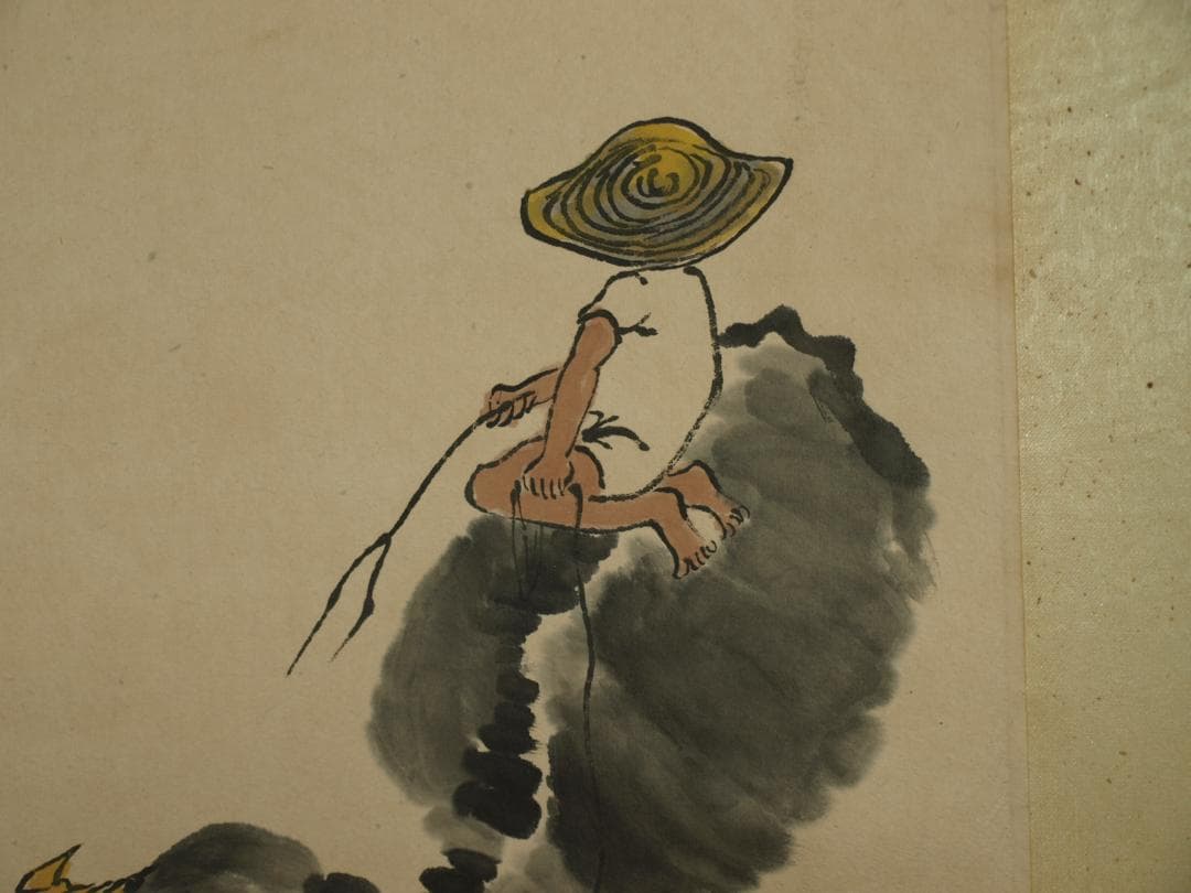 骨董掛け軸】人物図中国明時代　继貞第作肉筆 掛け軸捲り BD167A8-3