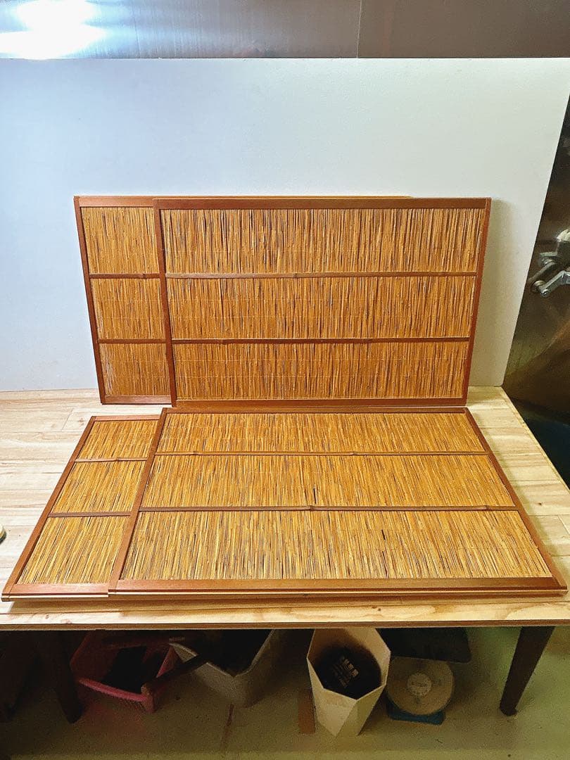 古い建具 4枚 簾戸 すど 葦戸よしど 夏障子 御簾戸 No3