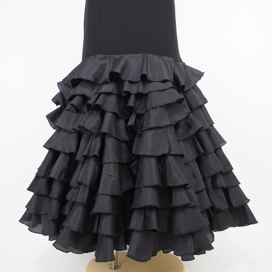 フラメンコ　ファルダ　※訳あり　新品　黒　レッスンファルダ　フラメンコ衣装