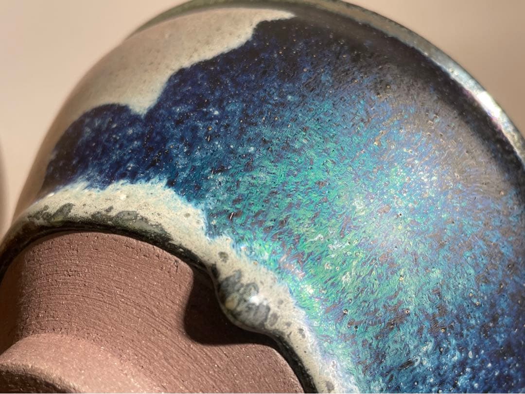 陶芸家　長江惣吉　燿変　天目　錦　茶碗　茶盌　抹茶碗　天目盌　共箱