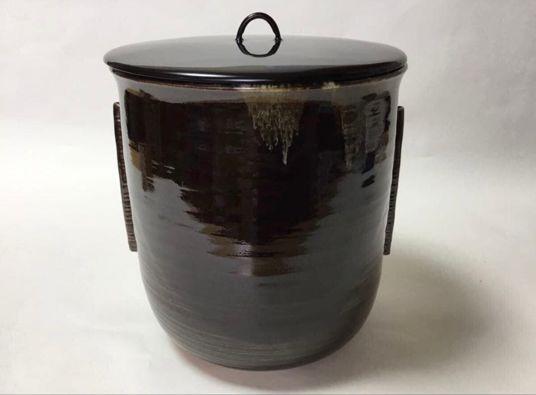 茶道具 古物品 水指 高取 丸 翠峰 木箱入
