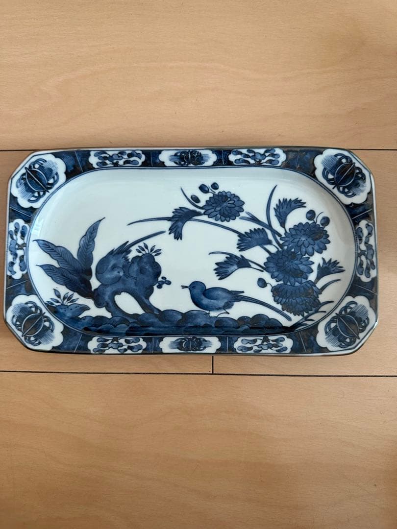 古染花鳥焼物皿(陶板付) 新品　5枚セット