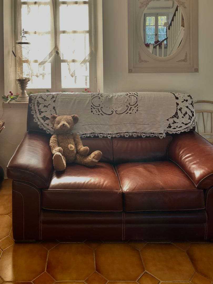 ◆フランスアンティーク｜大判手刺繍ボビンレースロングマルチクロスエンブレム長方形