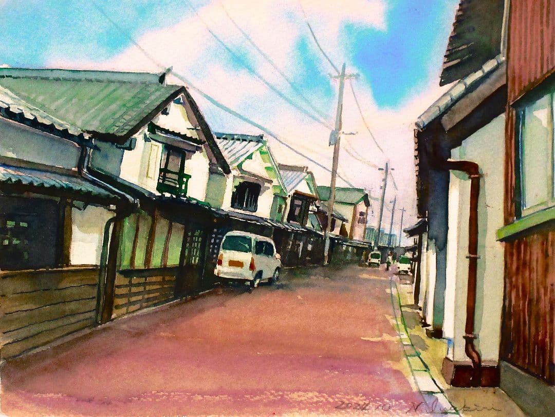 伝統的街並み (美々津)額装済み