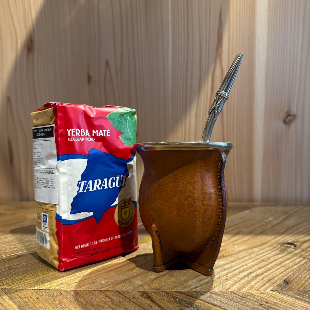 マテ壺、マテ茶、ストロー　3点セット