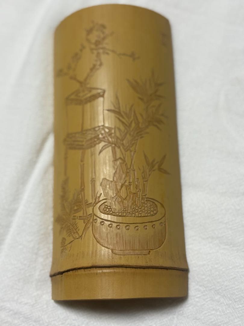 009玉竹、竹工芸、彫刻、茶則、茶道具、茶器、煎茶、清供、文人、茶合、仙媒