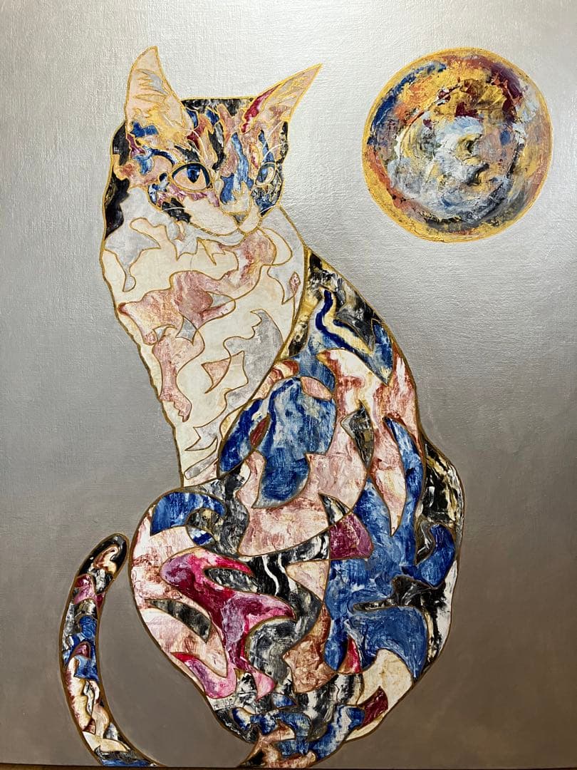 猫の絵画　猫　あかねこ