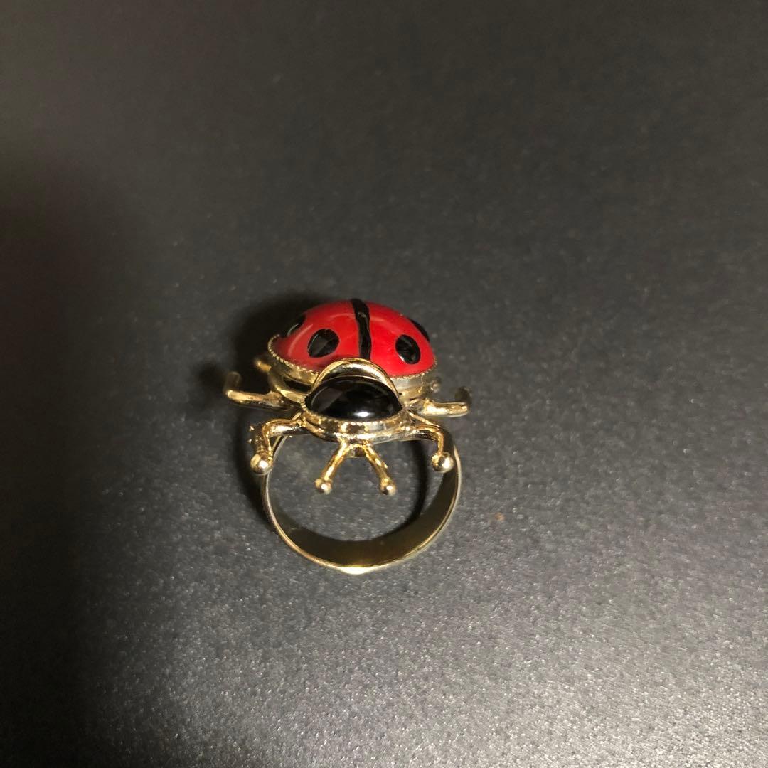 【新品】【フィリップ フェランデス】てんとう虫デザイン リング 赤黒