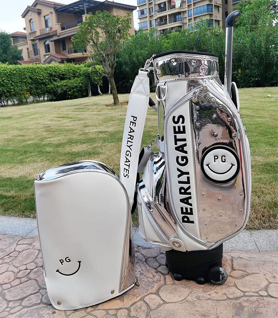 コ*ー様 PEARLY GATES キャディバッグ シルバー/ホワイト ゴルフバ