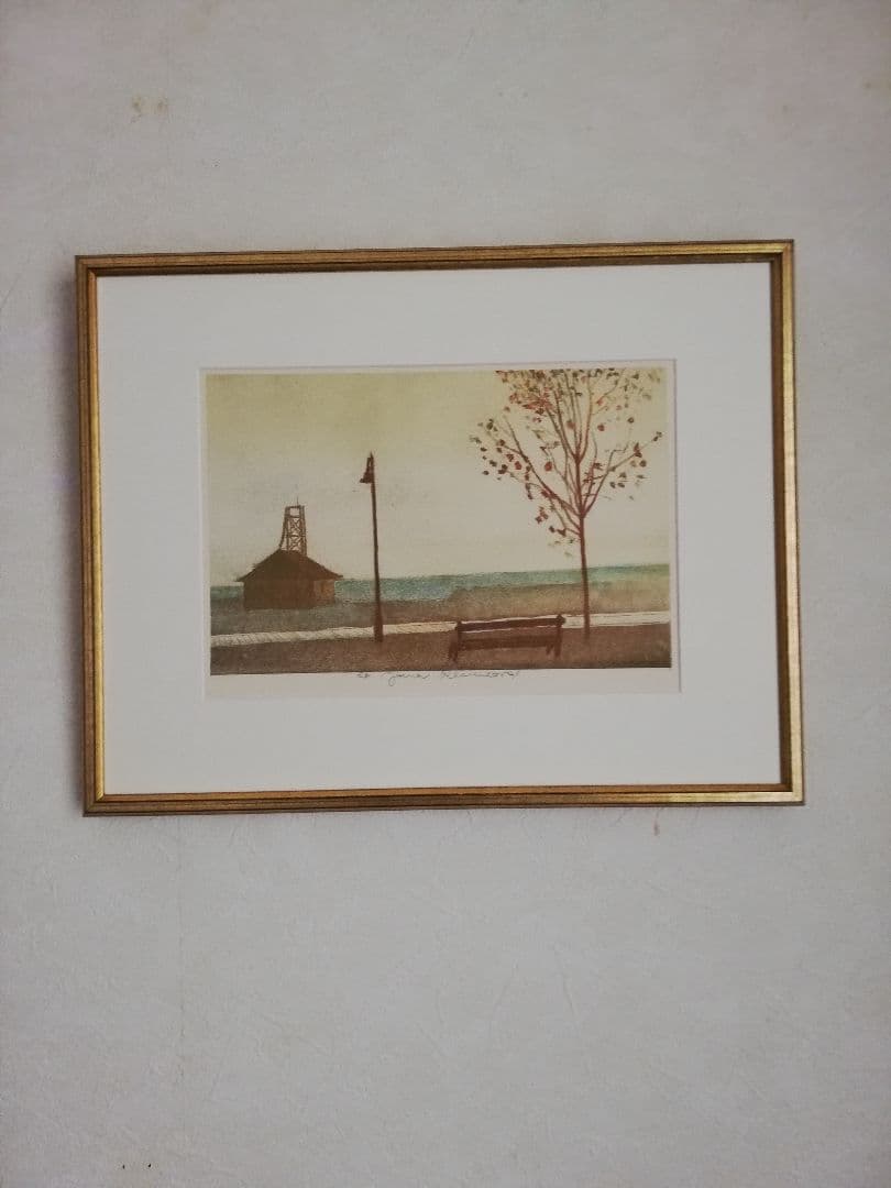 アート595　「浜辺(サンフランシスコ)」　チェコのリトグラフ(石版画)