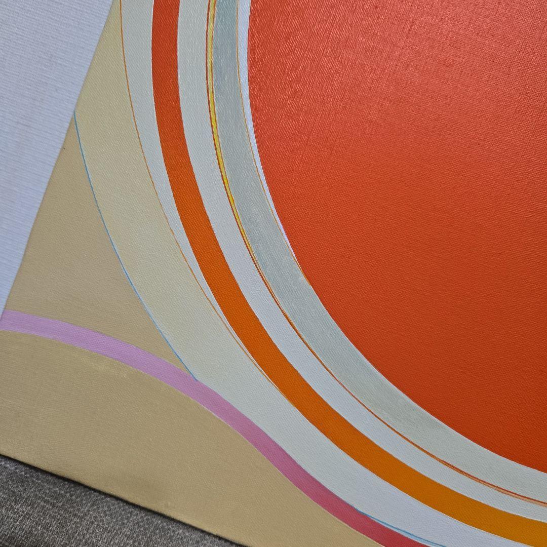 真作 田中稔之 油彩『円の光景』84-4 サイン有 抽象画 油絵 絵画