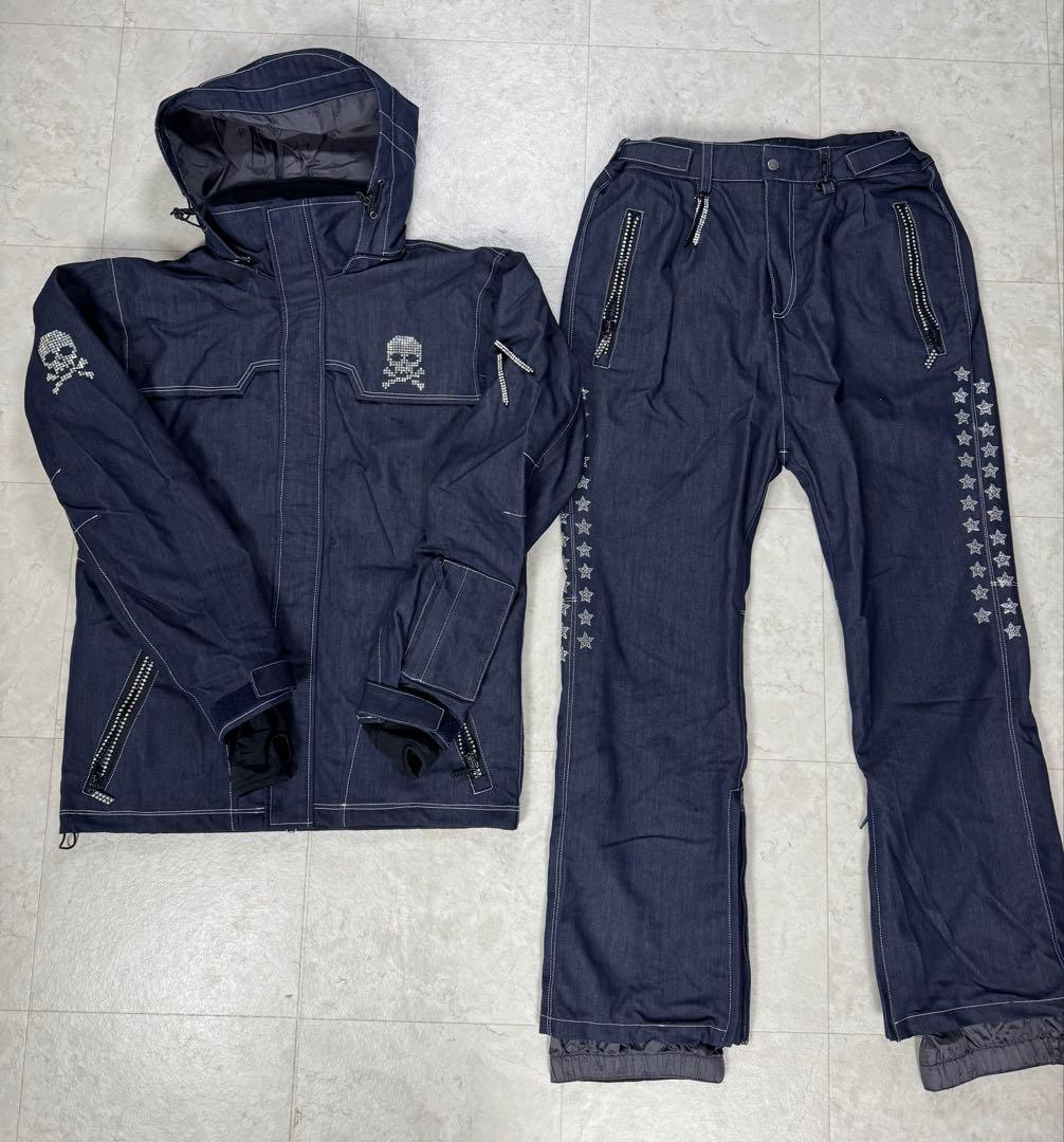 【ZEXスワロフスキー】⭐️激レア　上衣Ｍ・下L スノーボードウェアセット スカル