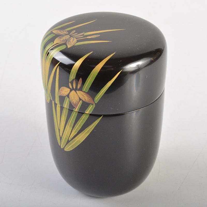 茶道具　塗師　牧田芳祥 作　あやめ蒔絵　長棗　共箱　V　R7229