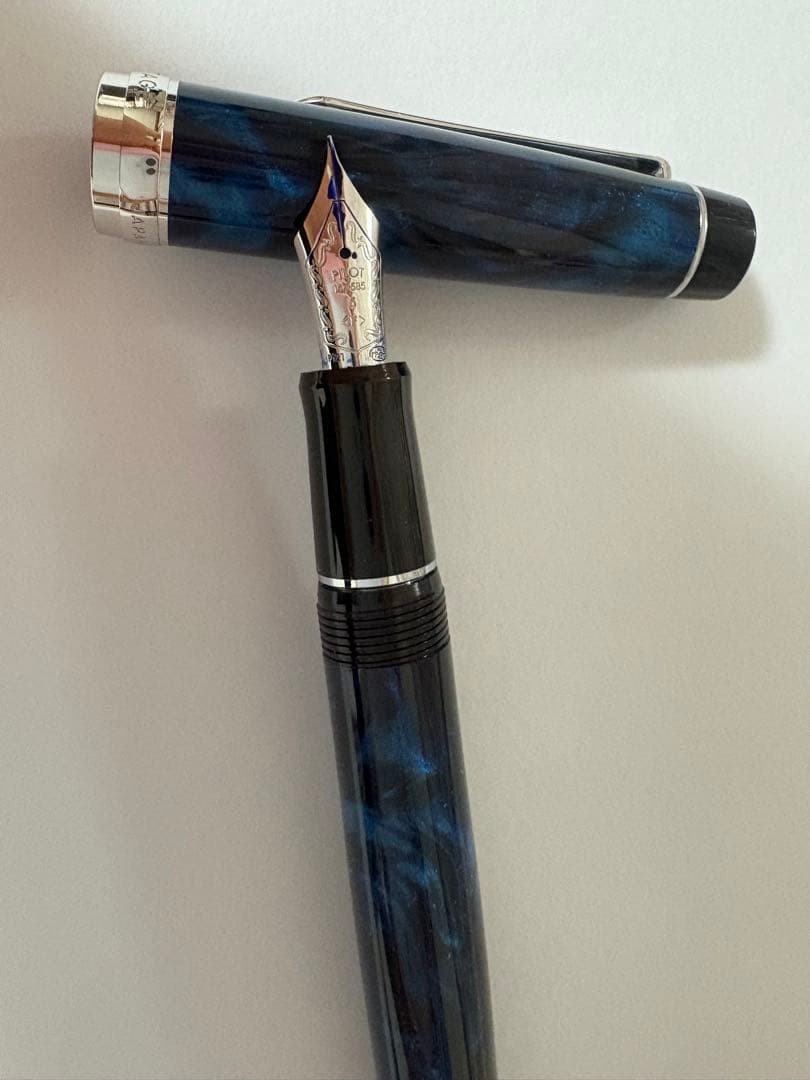 パイロット カスタムヘリテイジSE 万年筆 マーブルブルー F(細字) インク付