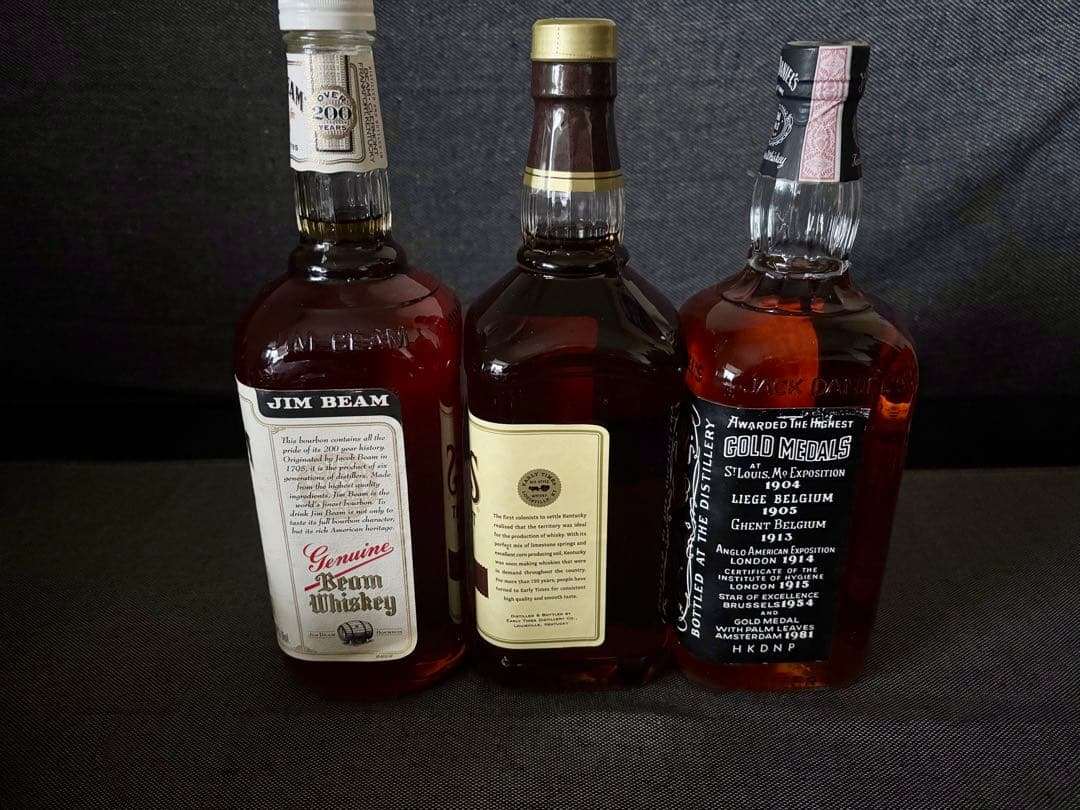 ジャックダニエルなど　バーボンウイスキー古酒　1000ml　3本セット　未開封