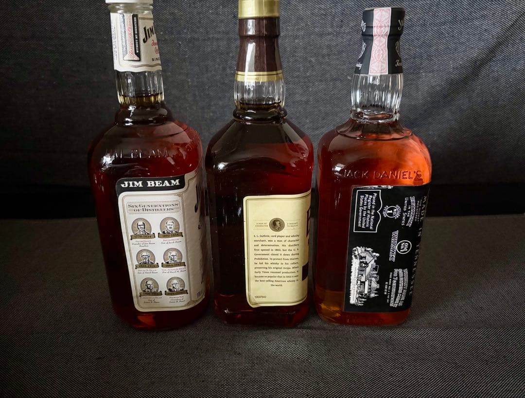 ジャックダニエルなど　バーボンウイスキー古酒　1000ml　3本セット　未開封