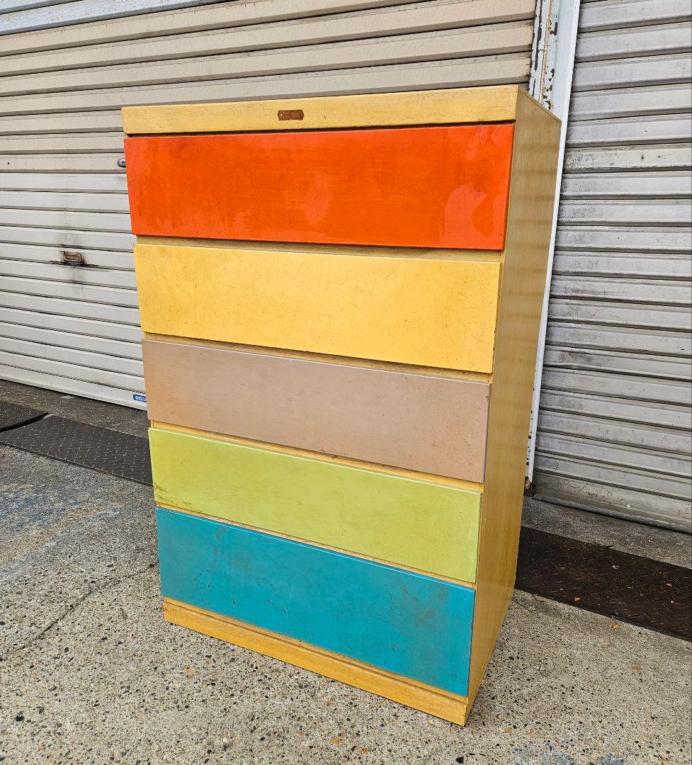 ジャパンヴィンテージ レトロポップな箪笥 古家具 昭和レトロ 1960年代