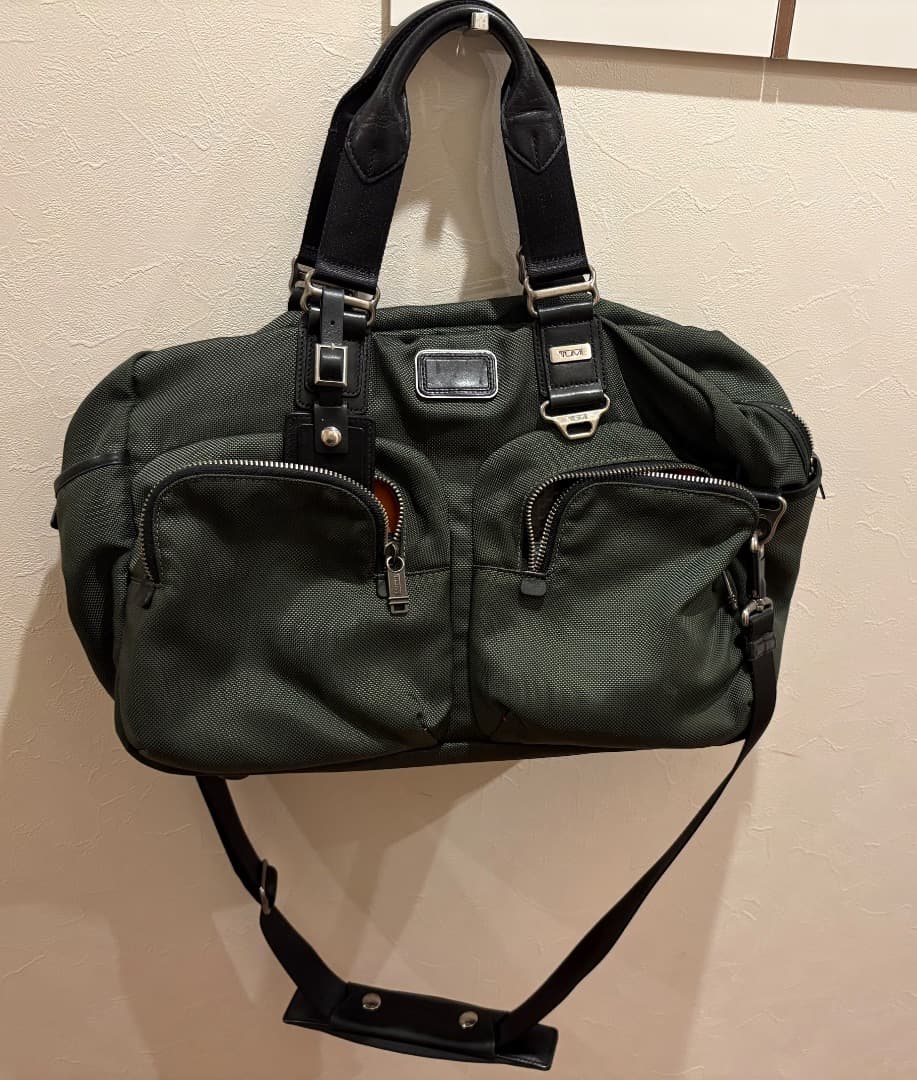 【美品】TUMI カーキ ボストン エバレットエッセンシャルトート グリーン