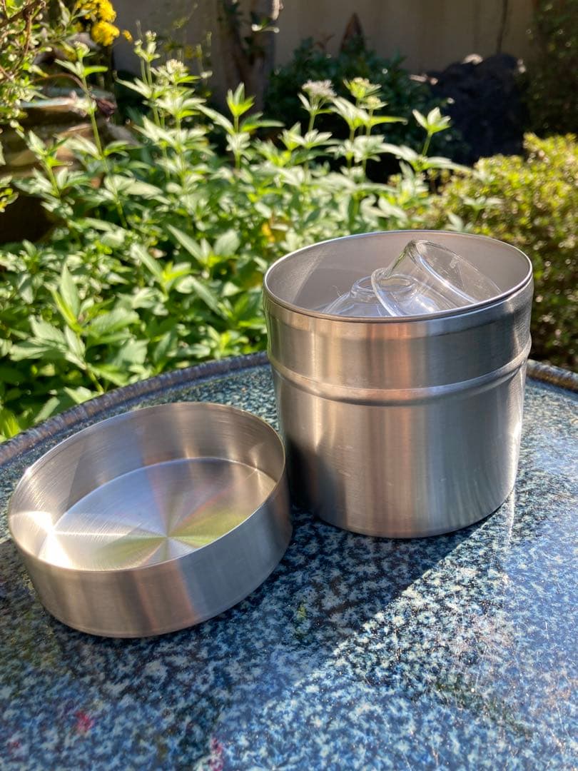 ステンレス 抹茶ふるい　ヴィンテージ　竹へら付き茶道具セット