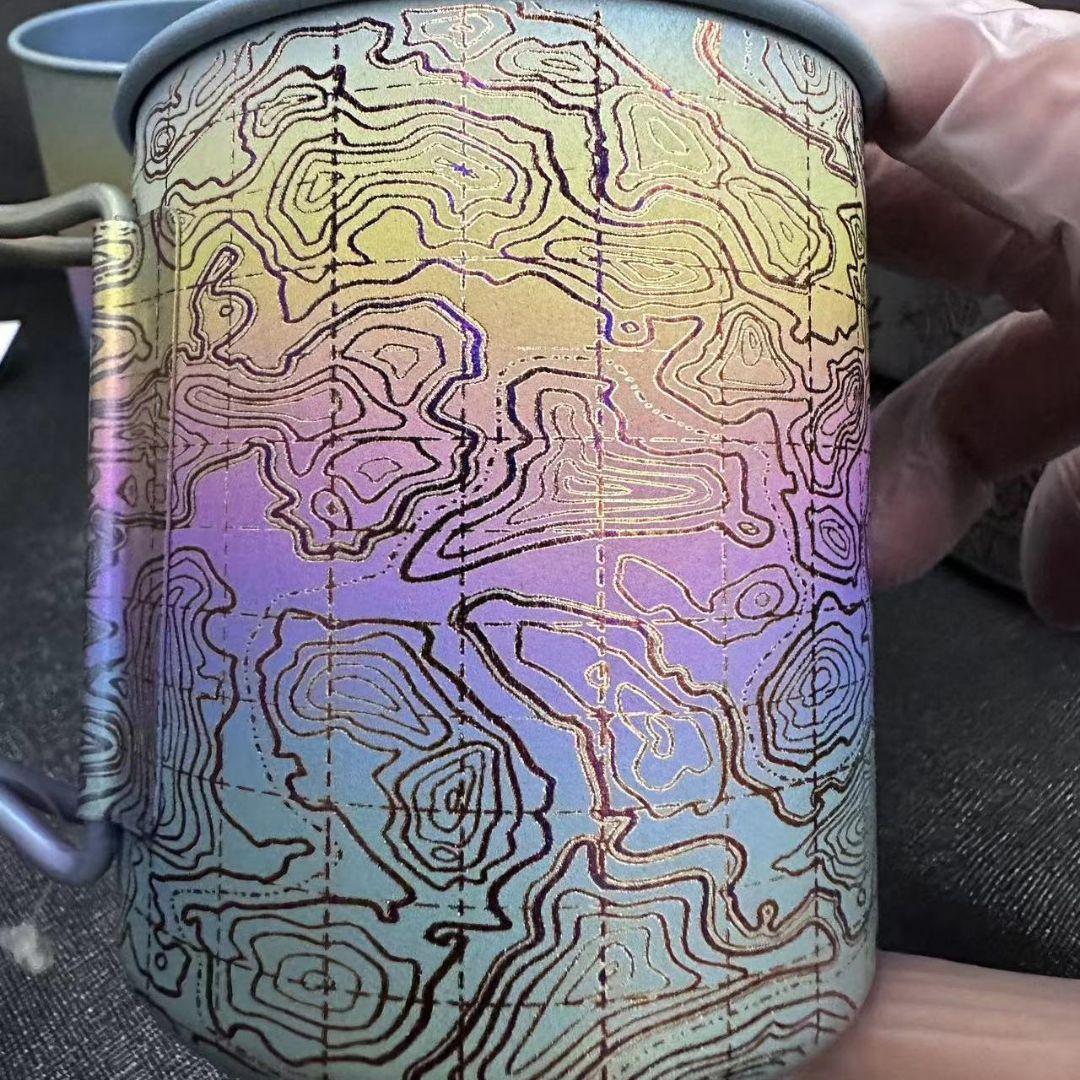 スノーピーク チタンマグ 300 カスタム 陽極酸化 刻印 ​等高線・カラー