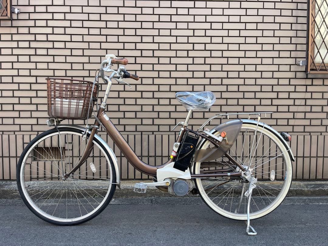 電動アシスト自転車 ブラウン 26インチ 前カゴ付き