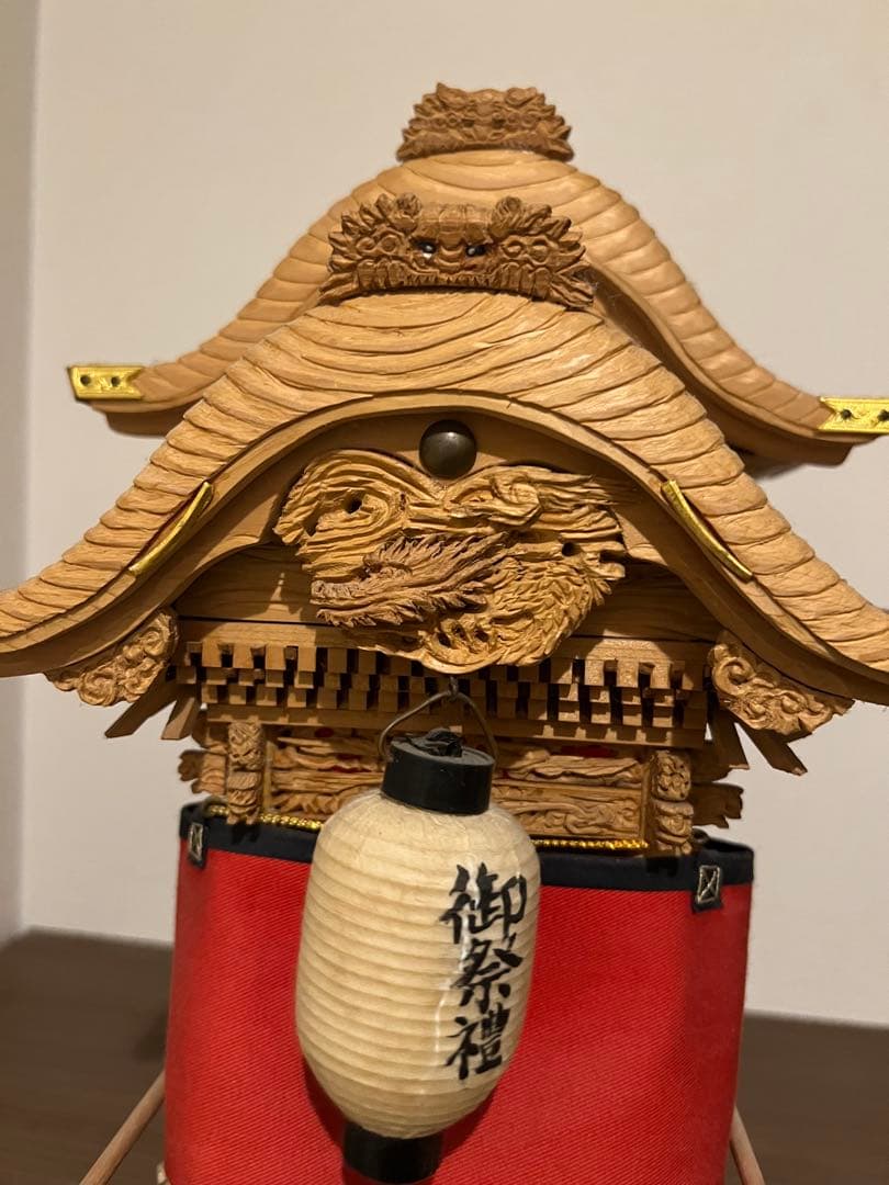 価値あり。石川型　かなりのレアミニだんじり木彫り