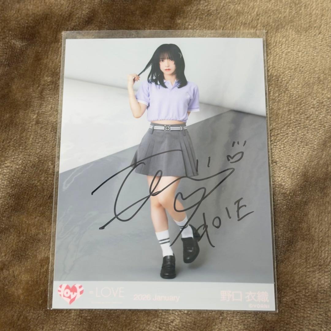 イコラブ　野口衣織　個別ポロシャツ　生写真　直筆　ヒキ