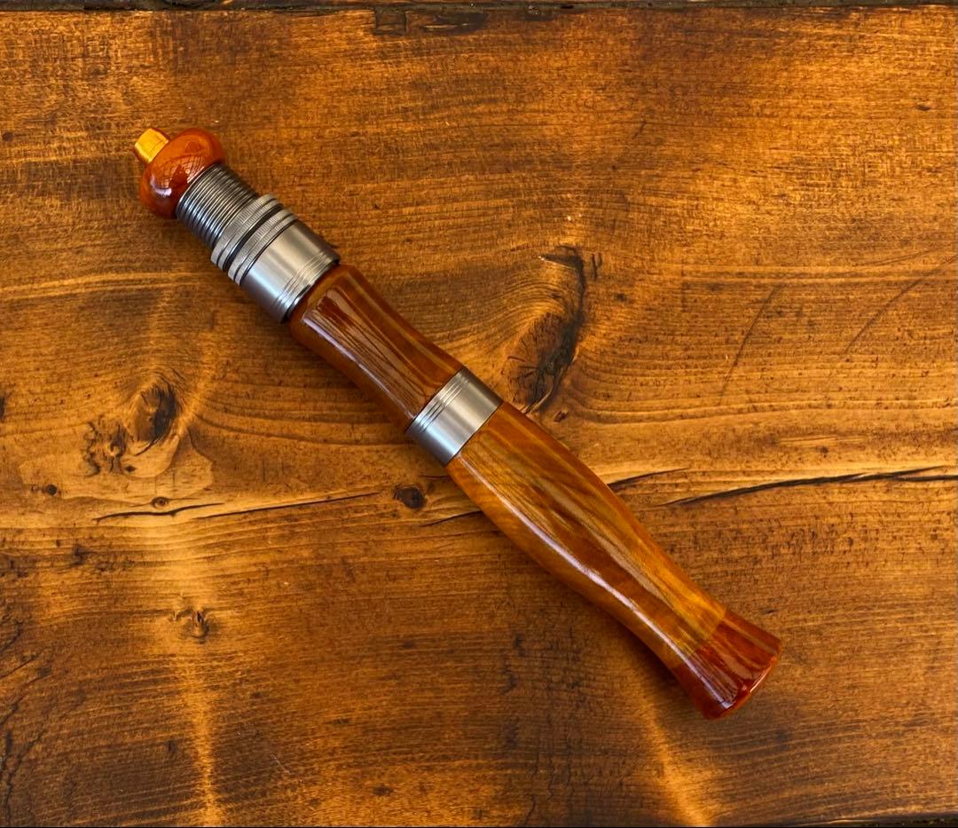 ウッドグリップ　トラウトロッド　ウッドリールシート　ロッドビルディング　黄金樟