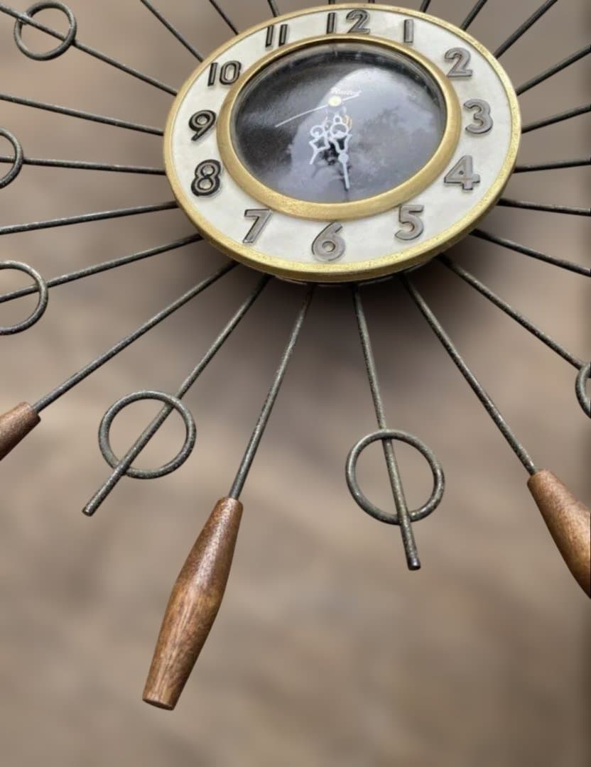 UNITED・ユナイテッド・チークウッド＆メタル・サンバースト・クロックNO79