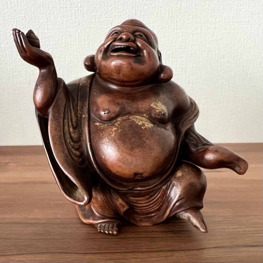 伊部焼 布袋香炉 梅景作 縁起物 七福神 箱付き アンティーク