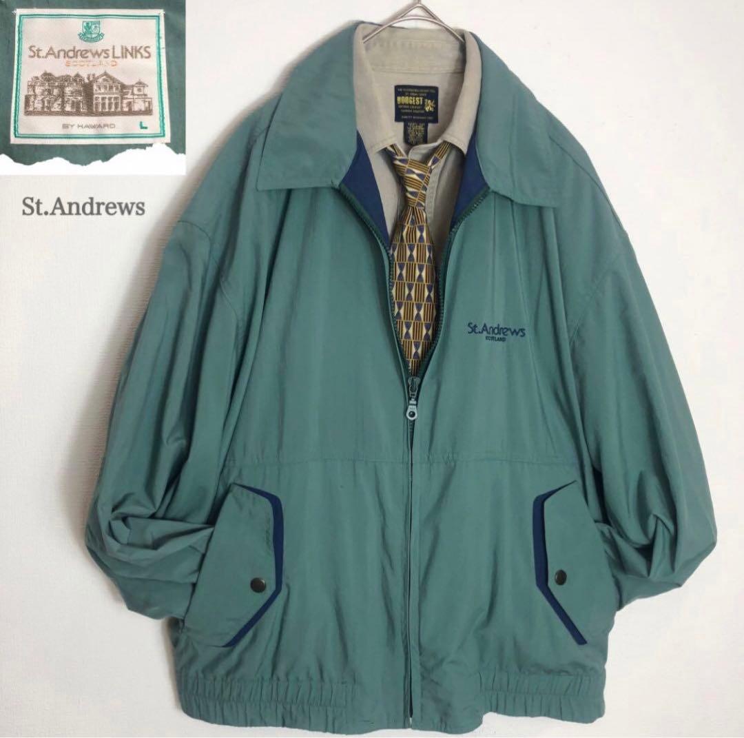 St.Andrews LINKS ゴルフブルゾン　刺繍ロゴ　レトロ　グリーン