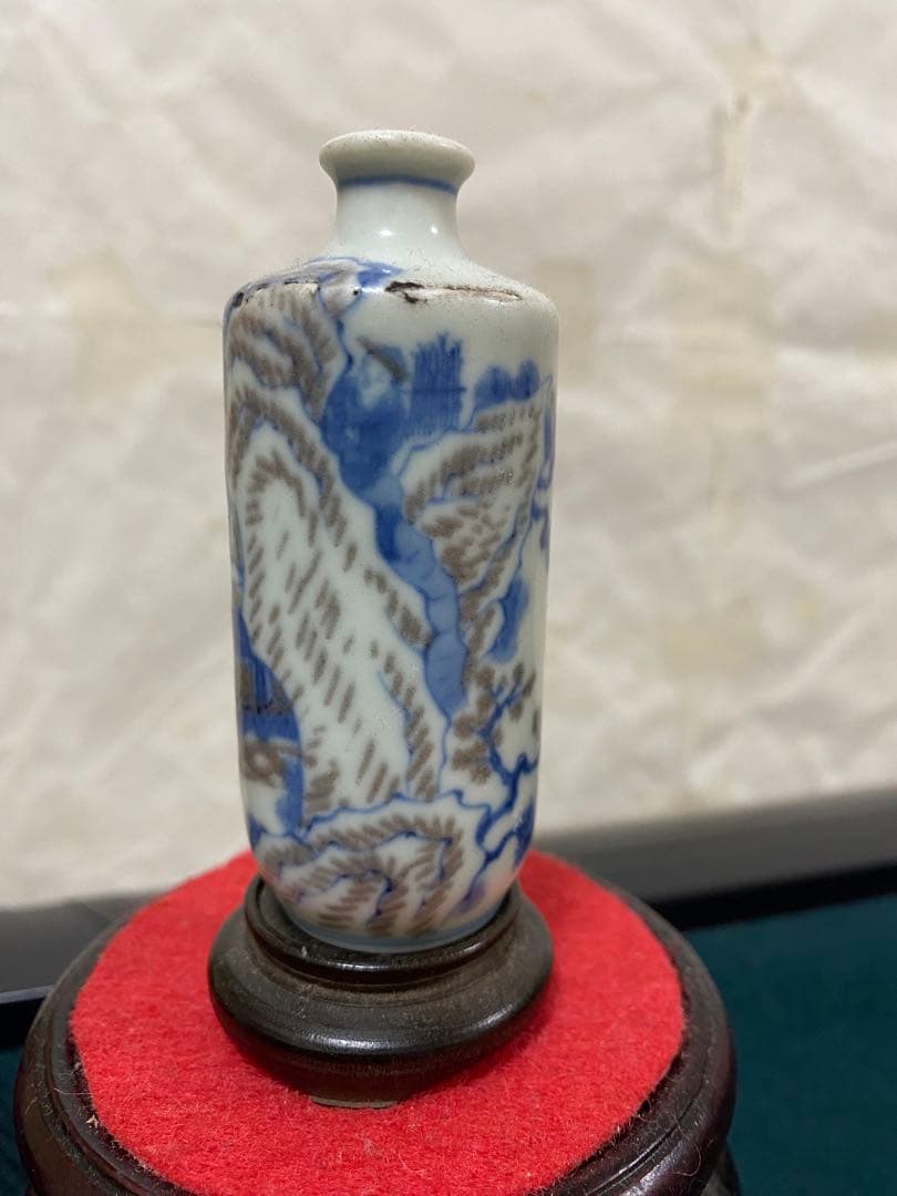 鼻煙壼 青花釉裏紅 清時代 康熙年製 唐物