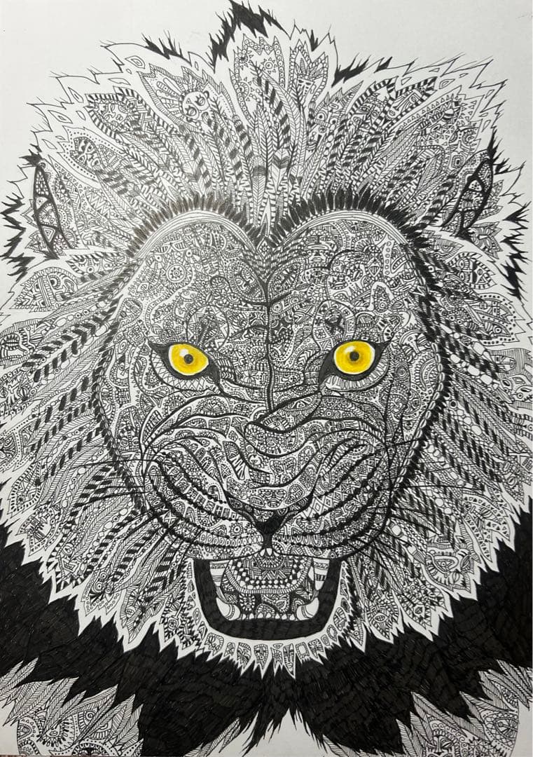 ライオン　動物ペン画No.14